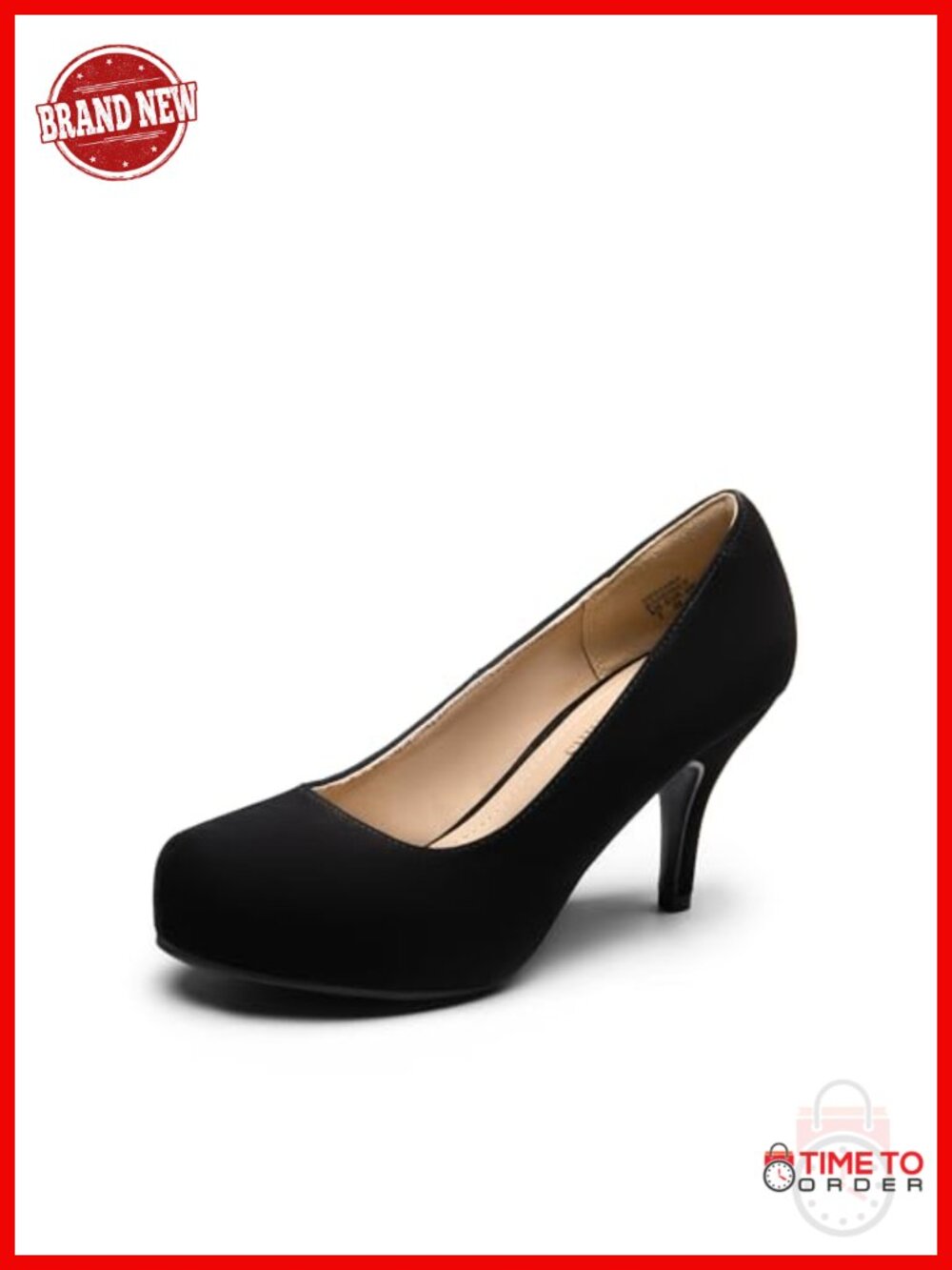Women's Low Platform Stiletto Heels Almond Toe Faux Suede Pumps